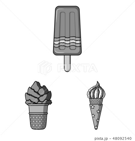 Different ice cream monochrome icons in set collection for design. Dessert and sweetness vector 48092540