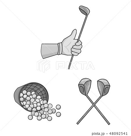 Golf and attributes monochrome icons in set collection for design.Golf Club and equipment vector 48092541