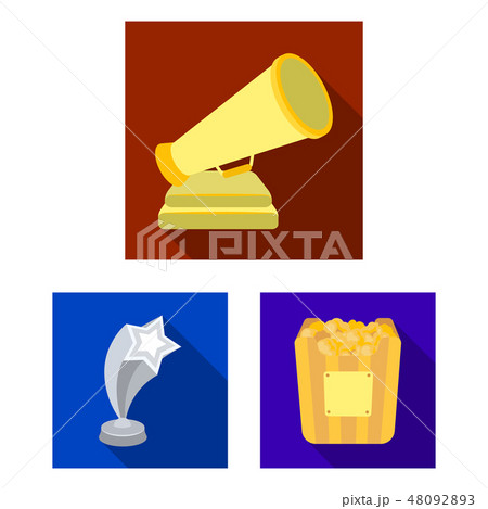 Film awards and prizes flat icons in set collection for design. The World Film Academy vector symbol 48092893
