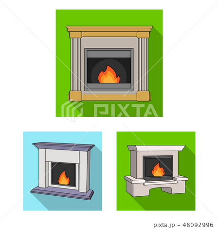 Different kinds of fireplaces flat icons in set collection for design.Fireplaces construction vector Different kinds of fireplaces flat icons in set collection for design.Fireplaces construction vector 48092996