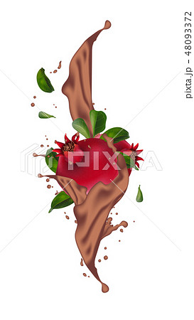 Pomegranate juice ads with cacao splashing.   48093372