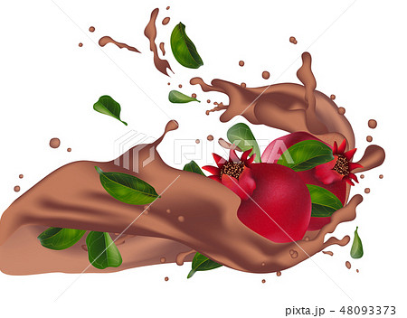 Pomegranate juice ads with cacao splashing. Pomegranate juice ads with cacao splashing. 48093373