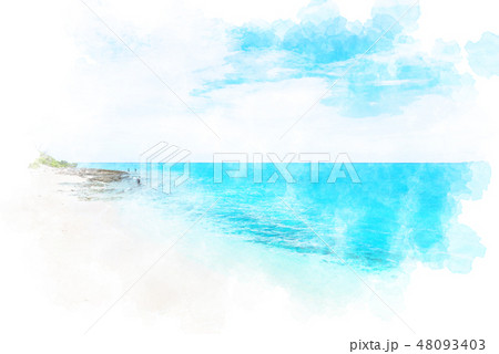 沖縄の海 水彩画風 沖縄の海 水彩画風 48093403