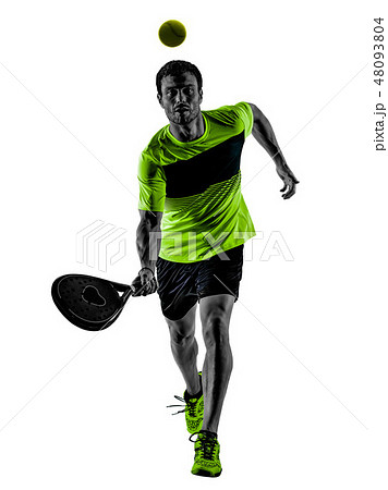 Paddle tennis player man isolated white background 48093804