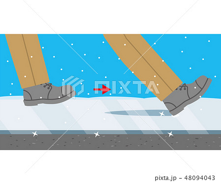 雪がうっすら積もった凍結道路で 滑る 48094043