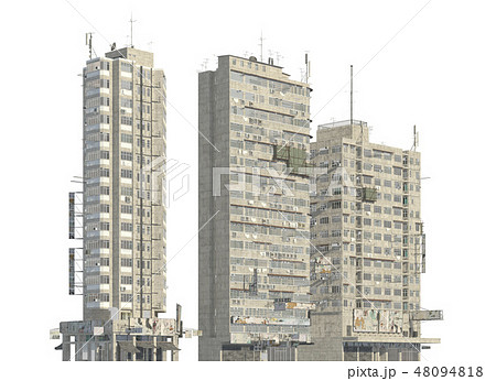 Slums buildings isolated on white background 3d illustration Slums buildings isolated on white background 3d illustration 48094818