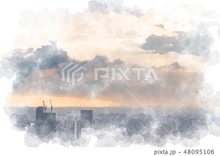 夕方の東京 水彩画風 夕方の東京 水彩画風 48095106