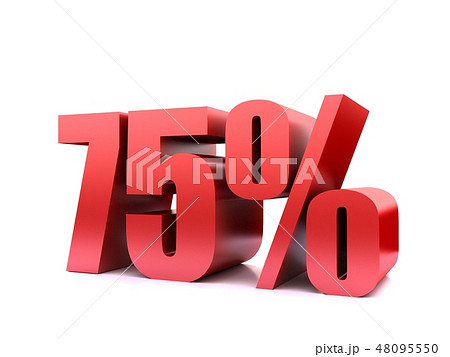 seventy five  percent 75% symbol .3d rendering 48095550