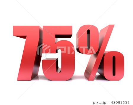 seventy five  percent 75% symbol .3d rendering 48095552