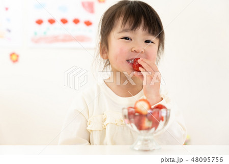 いちごを食べる女の子 いちごを食べる女の子 48095756