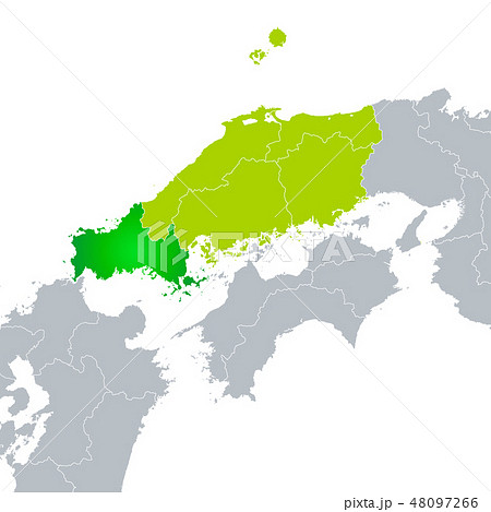 山口県地図と中国地方のイラスト素材