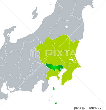 東京都地図と関東地方のイラスト素材