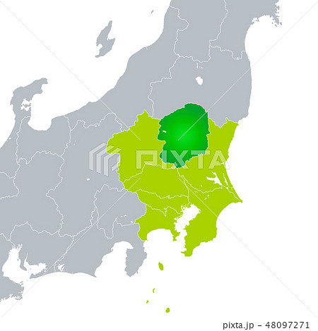 栃木県地図と関東地方のイラスト素材