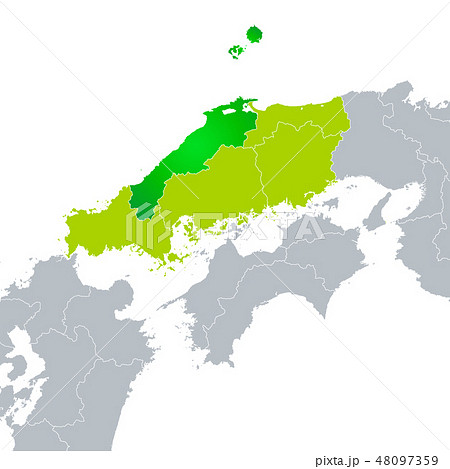 島根県地図と中国地方のイラスト素材