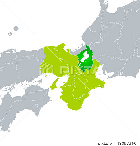 近畿地方2府4県の地図イラストを無料ダウンロード