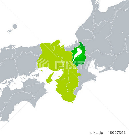 滋賀県地図と関西地方のイラスト素材