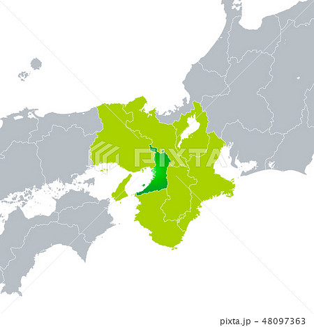 近畿地方2府4県の地図イラストを無料ダウンロード