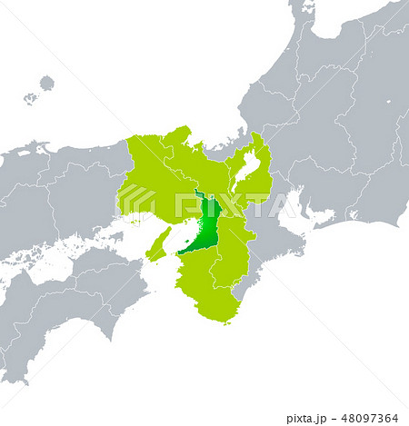 大阪府地図と関西地方のイラスト素材