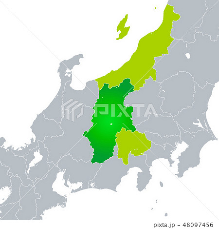 長野県地図と甲信越地方のイラスト素材