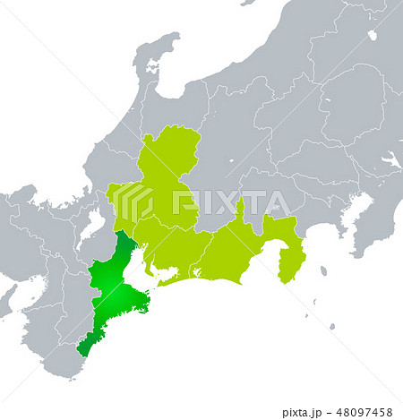 三重県地図と東海地方のイラスト素材