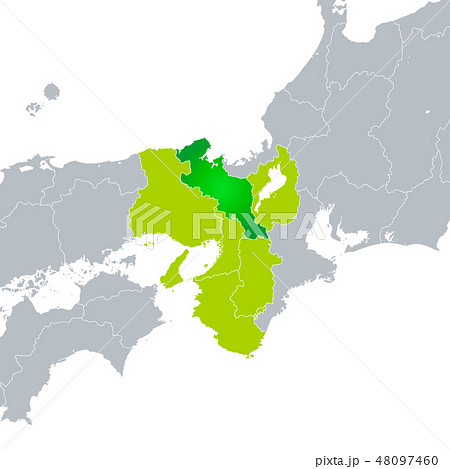 京都府地図と関西地方のイラスト素材