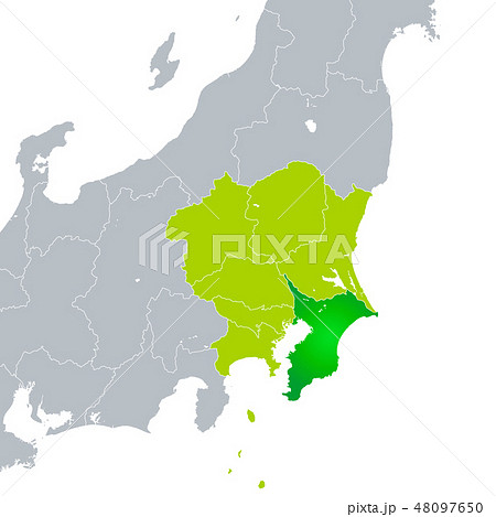 千葉県地図と関東地方のイラスト素材