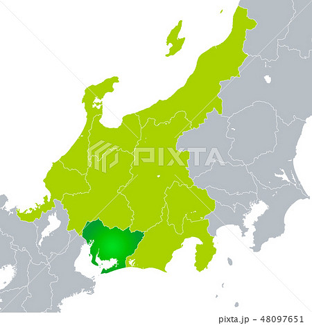 愛知県地図と中部地方のイラスト素材