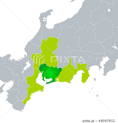 愛知県地図と東海地方のイラスト素材