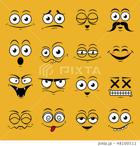 Set of cute happy yellow smiley emotions,vector illustration 48100511