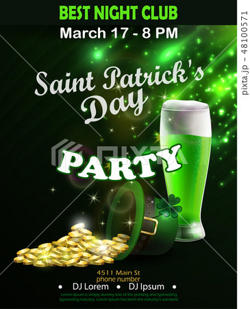 Irish holiday Saint Patrick's Day. Party poster, disco night placard Irish holiday Saint Patrick's Day. Party poster, disco night placard 48100571