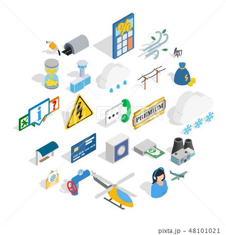 Aeronautical icons set, isometric style 48101021