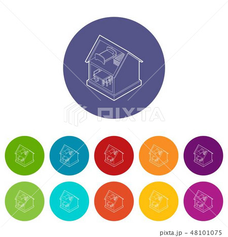 Toy house icons set vector color 48101075