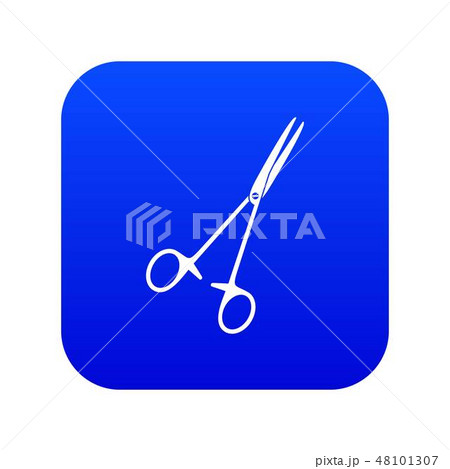 Medical clamp scissors icon digital blue 48101307