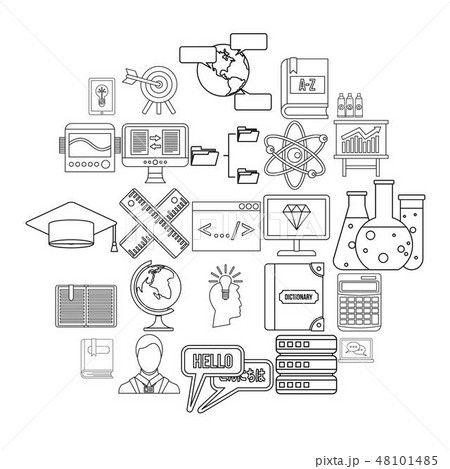 College icons set, outline style 48101485
