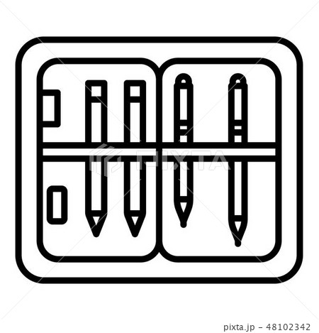 Pencil school box icon, outline style Pencil school box icon, outline style 48102342