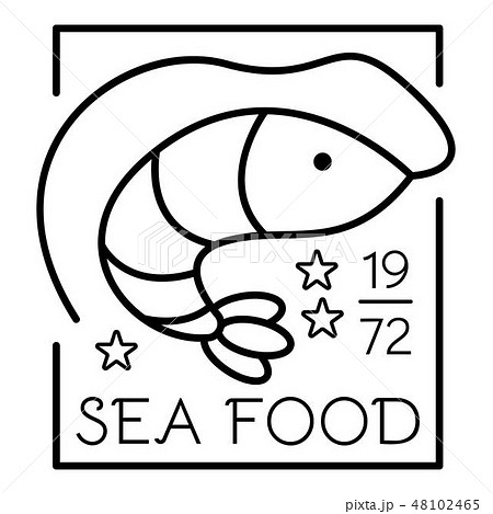 Shrimp sea food logo, outline style 48102465