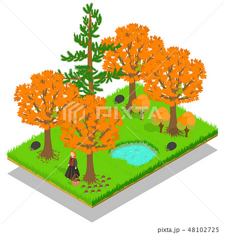 Autumn forest concept banner, isometric style 48102725