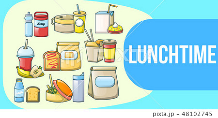 Lunchtime concept banner, cartoon style Lunchtime concept banner, cartoon style 48102745