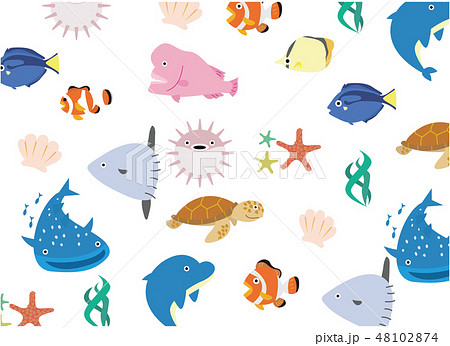 海の生き物のイラスト素材 48102874 Pixta