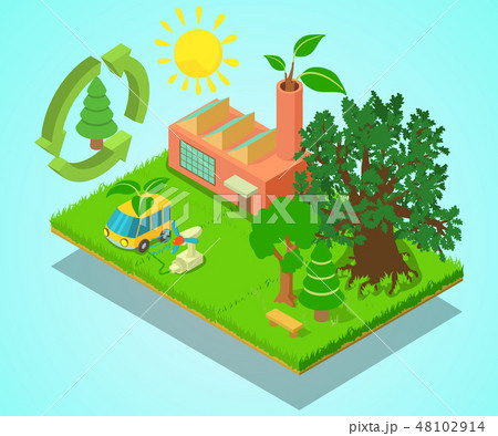 Eco place concept banner, isometric style Eco place concept banner, isometric style 48102914