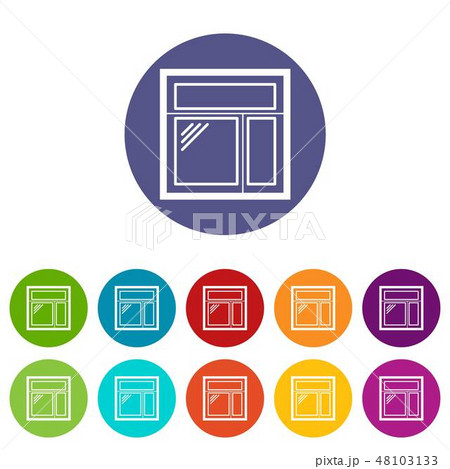 Square window frame icons set vector color 48103133