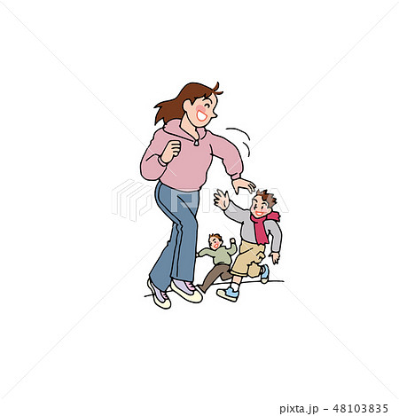 寒さに負けない子供たち 48103835