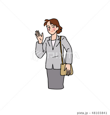 片手を上げる女性のイラスト素材