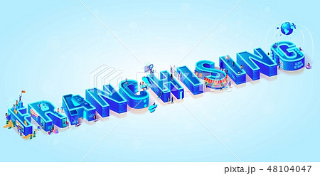 Isometric 3d Word Franchising. Creative Letters Isometric 3d Word Franchising. Creative Letters 48104047
