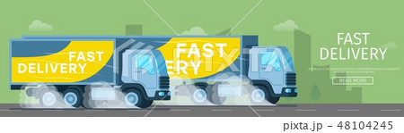 Fast Delivery Truck Driving Quickly the Road Fast Delivery Truck Driving Quickly the Road 48104245