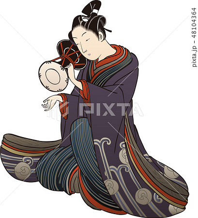 能楽を演奏する若い男	 48104364