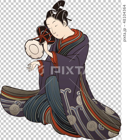 能楽を演奏する若い男	 48104364