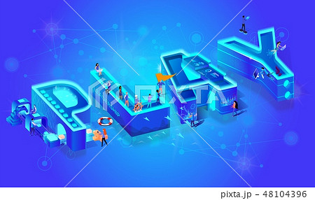 Isometric 3d Word Play. Miniature City Characters. 48104396