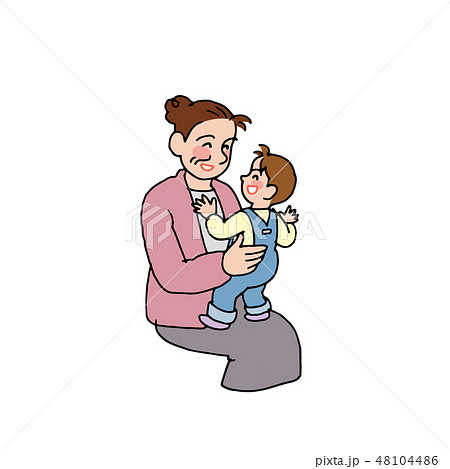 孫と遊ぶおばあちゃんのイラスト素材 孫と遊ぶおばあちゃんのイラスト素材