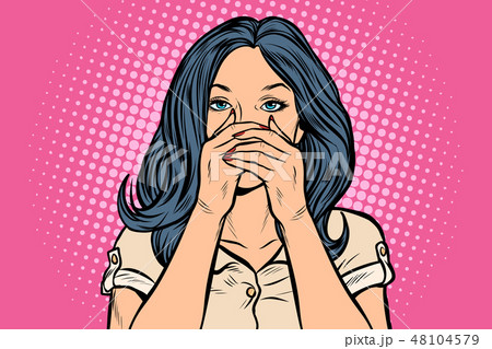 woman covered her mouth woman covered her mouth 48104579